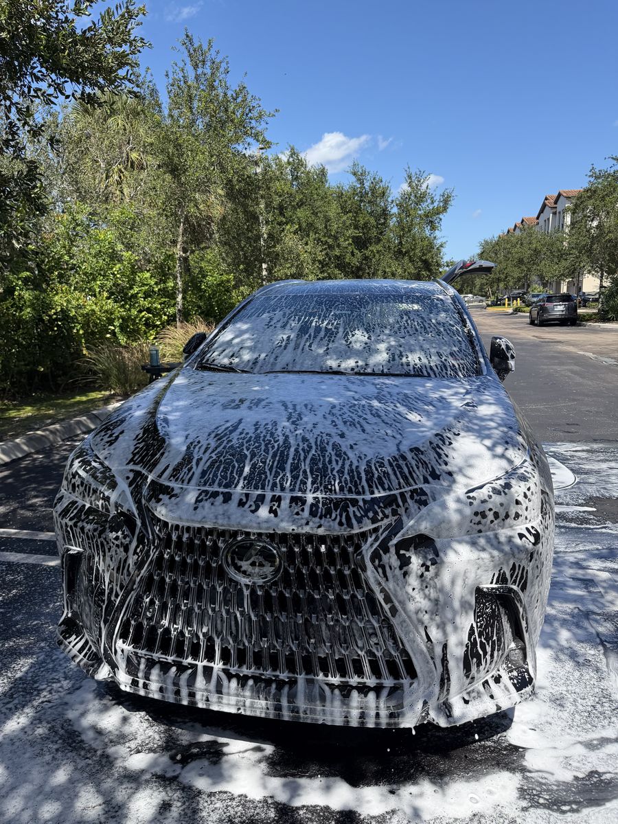 Lexus NX covered in foam during the wash